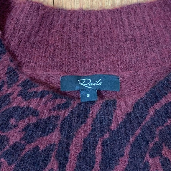 REVOLVE Rails Genevieve Wool Cashmere Burgundy Print Sweater - Picture 8 of 13